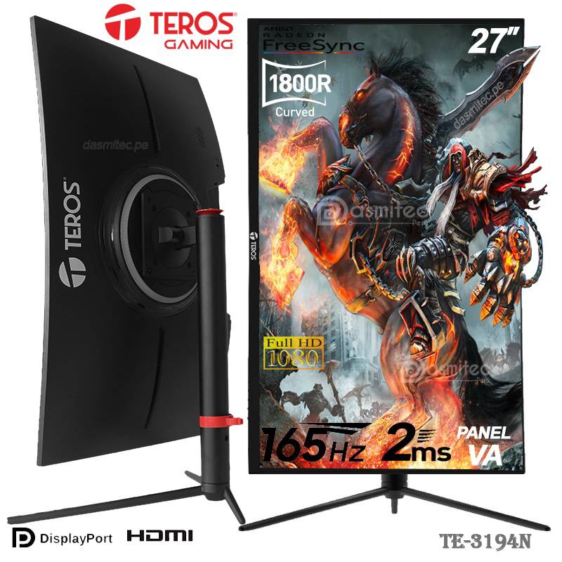 Monitor Gaming Teros TE-3172, 27 Led Curvo, Full HD, DisplayPort