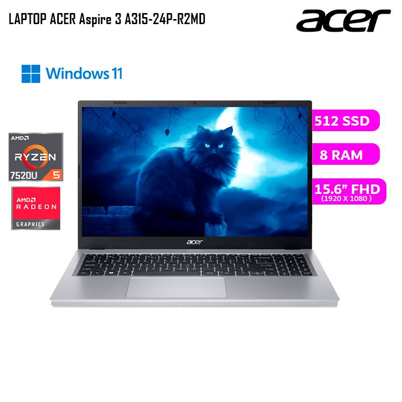 ACER - Laptop ACER Aspire 3 Ryzen 5 7520U 8Gb 512Gb SSD 15,6 FHD W11 - A315-24P-R2M5