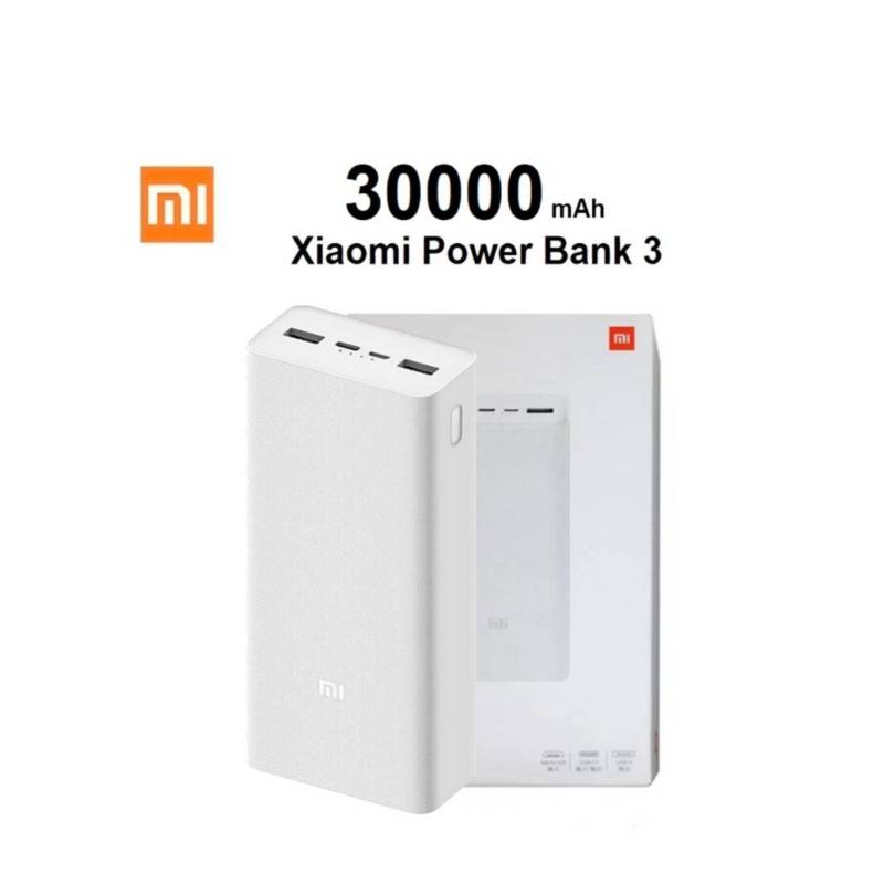 Power Bank 30000 mAh Xiaomi 18W 4 Puertos de Carga - Blanco. XIAOMI