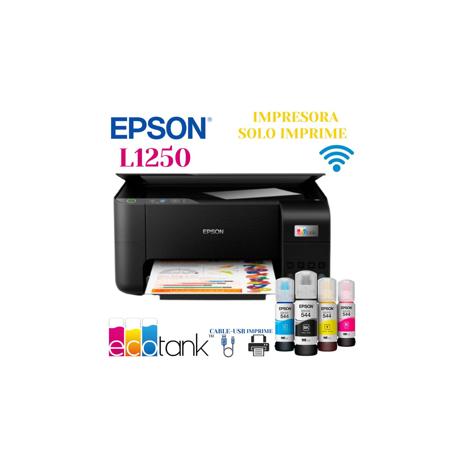 Impresora Epson Ecotank L1250 Wifi USB - SOLO IMPRIME EPSON