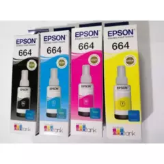 EPSON - Kit de 4 tintas Epson 664, Cian,Magenta, Yellow,Black JUEGO T664 pack