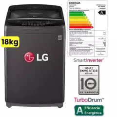 LG - Lavadora LG 18Kg WT18BSB Smart Inverter Turbo Drum Negro
