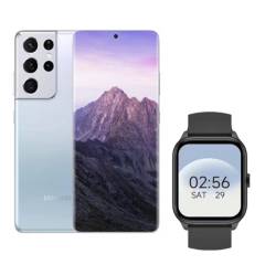 Celular Samsung Galaxy S21 Ultra 5G 128GB SM-G998U1 S8 Smartwatch- Blanco