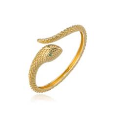 Brazalete pulsera serpiente minimalista joya acero dorado