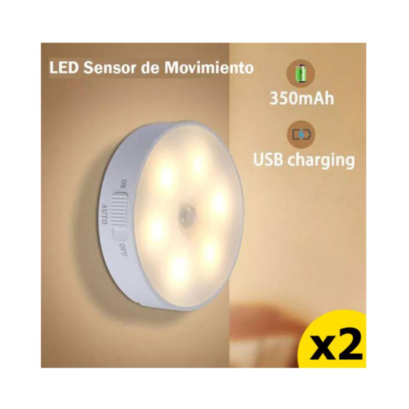 Luz Nocturna Sensor Movimiento, Pack X2, Luz Led Adhesiva, Luz Led