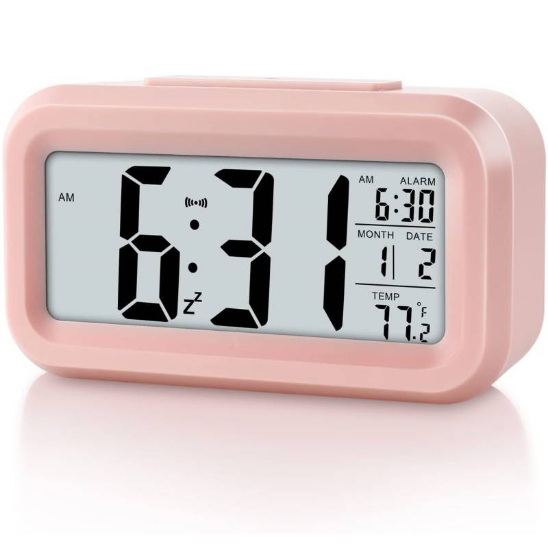 Reloj Digital Led inalambrico cuarto escritorio mesa de noche rosado A  BRAND