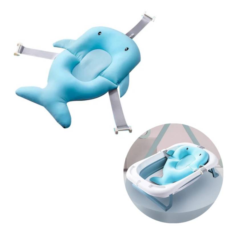 Bañera para bebé Galzerano con soporte y cojín de baño, color bola azul