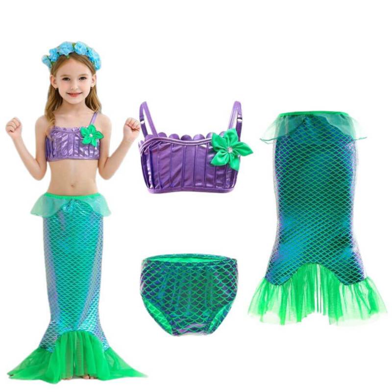 Comprar Disfraz de sirena para niñas, vestido para niños, traje de baño  pequeño con cola, traje de baño Ariel para niños