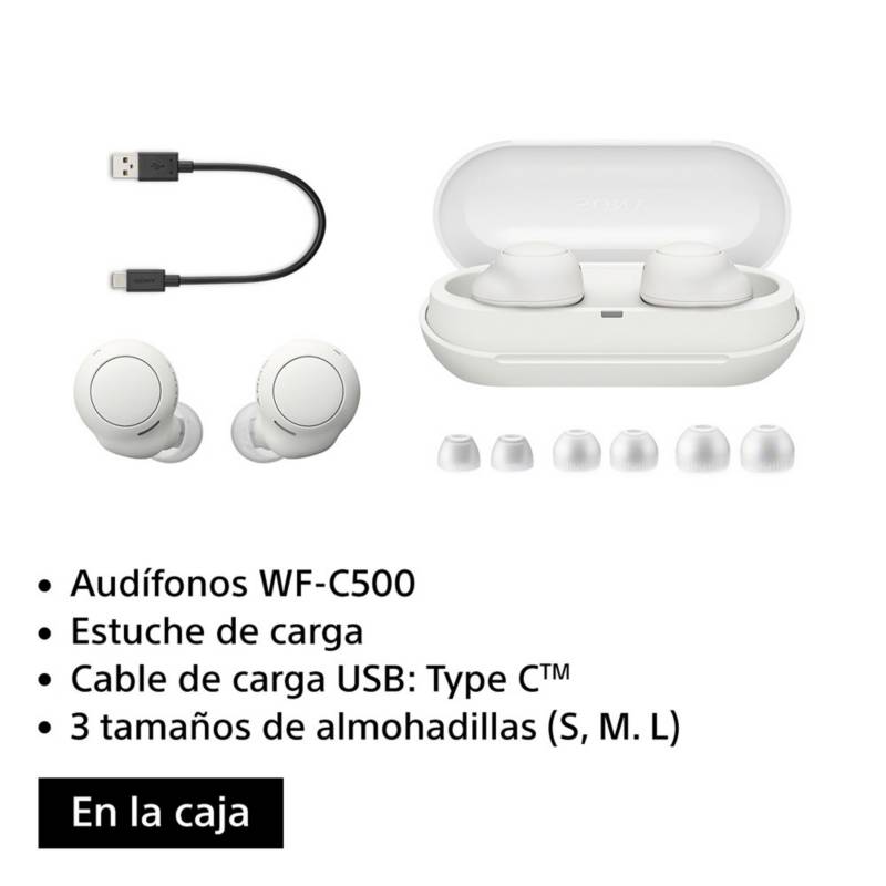 Auriculares True Wireless Sony WF-C500, Bluetooth, micrófono incorporado,  blanco