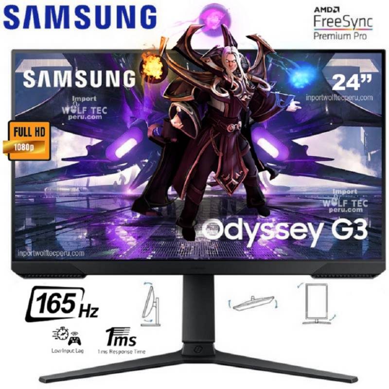 SAMSUNG - Monitor Samsung Odyssey LS24AG320NLXPE G3 24 FHD, 144Hz, 1ms