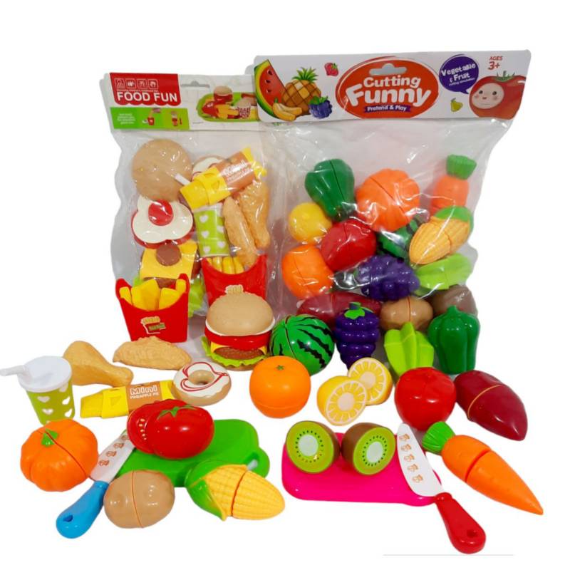 Juguete Pack De Frutas Verduras Para Cortar Didactico Niños