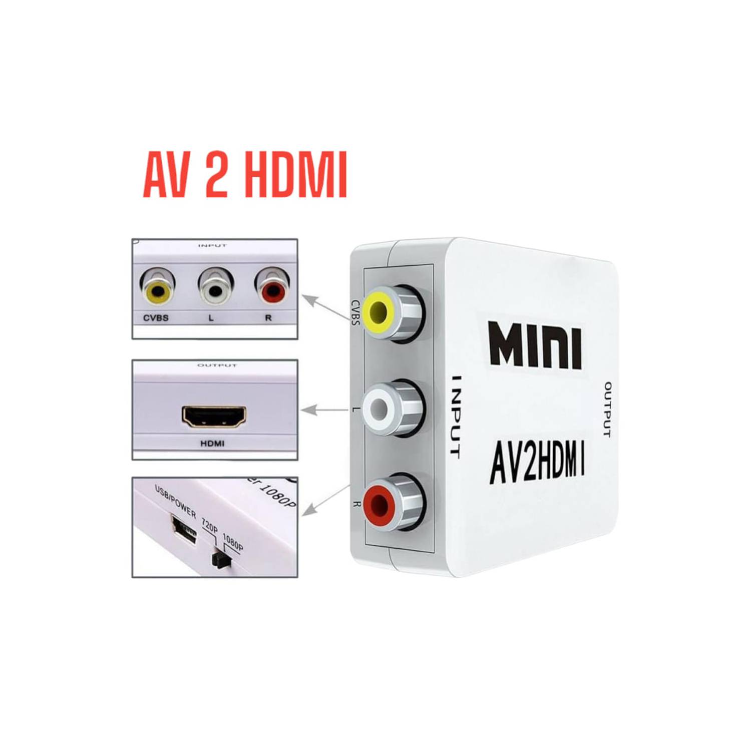 Convertidor Rca A Hdmi Av2 A Hdmi Av2hdmi Adaptador