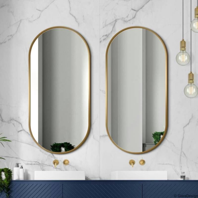 Espejo ovalado UVA con marco dorado 90X45CM GENERICO