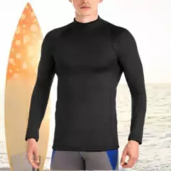 GENERICO - Polo Natacion Negro Caballero Ropa de baño Hombre Surf