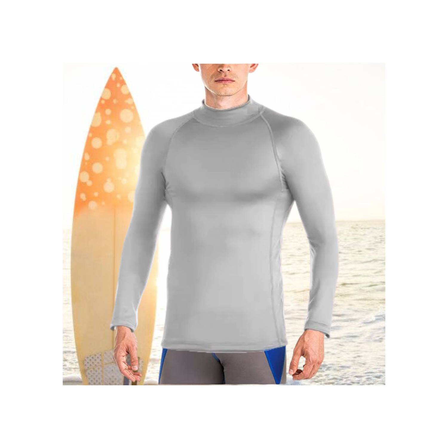 Polo Natacion Gris Caballero Ropa de ba o Hombre Surf GENERICO