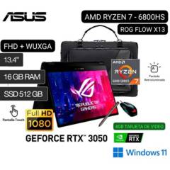Gamer Asus AMD Ryzen 7 RTX 3050 16GB 512 GB ROG Flow X13 Serie 6000 13.4''