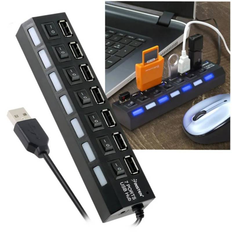 HUB Multipuerto USB con 7 Puertos Con Interruptor Independiente