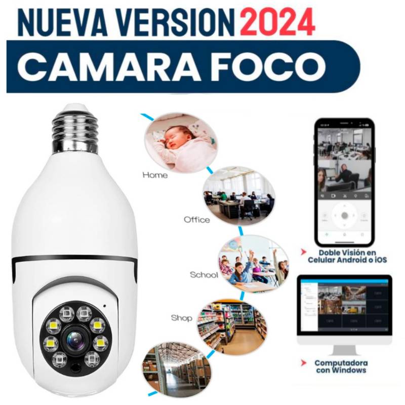 CAMARA TIPO BOMBILLA INTELIGENTE CON VISION NOCTURNA GENERICO