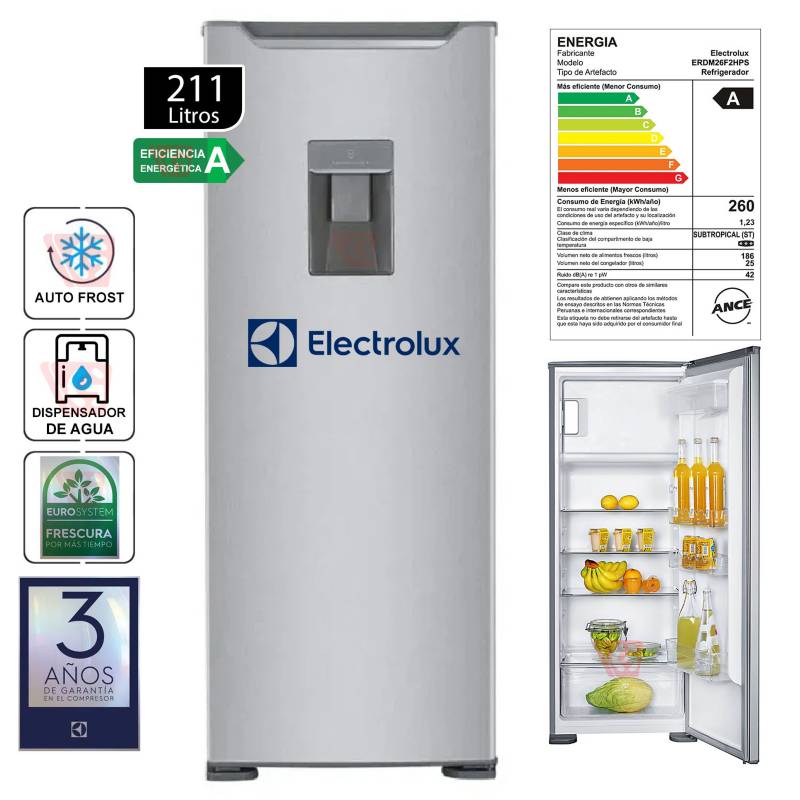 ELECTROLUX - Refrigeradora Frost 211L Gris ERDM26F2HPS