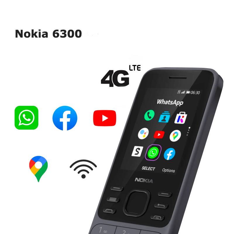 Telefono Nokia 6300 4 G, Single Sim, Carbon