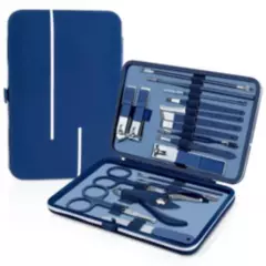 GENERICO - Set Manicure Pedicure Acero Inoxidable 18 Piezas Azul kit