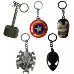 MARVEL - Colección de 5 Llaveros de Metal – Avengers – Spider-Man – Marvel