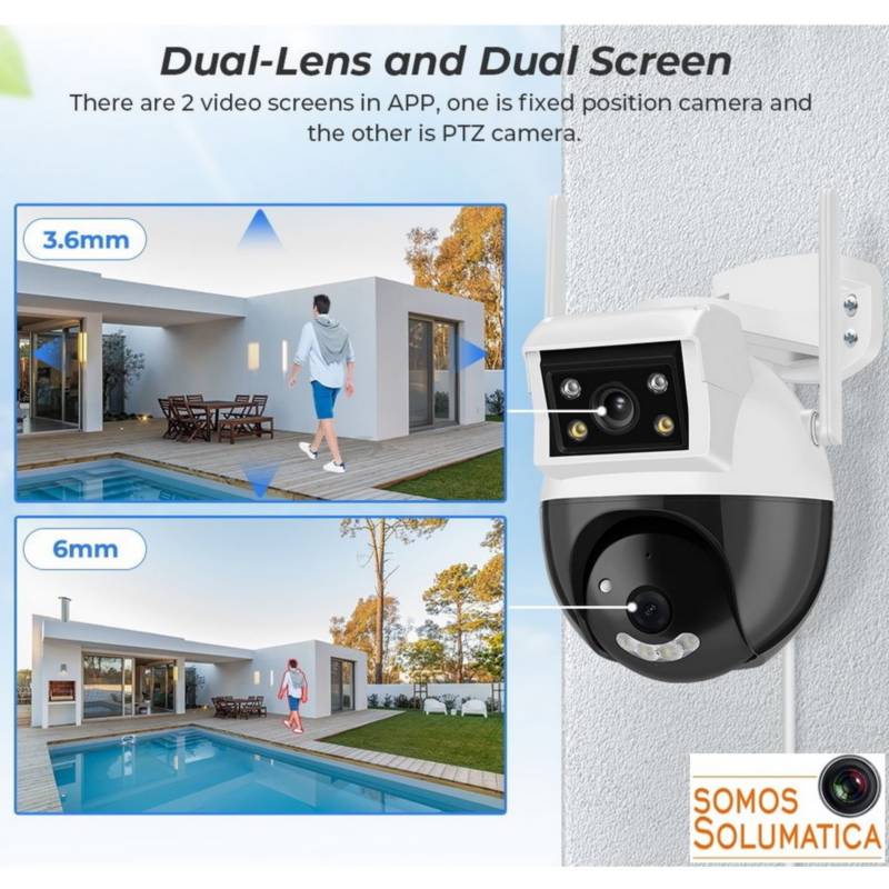 Camara De Vigilancia PTZ - Wifi Exteriores - Doble Camara fullHD SEISA