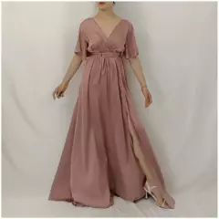 RINODERINA - Vestido de fiesta para mujer vestido con abertura-largo