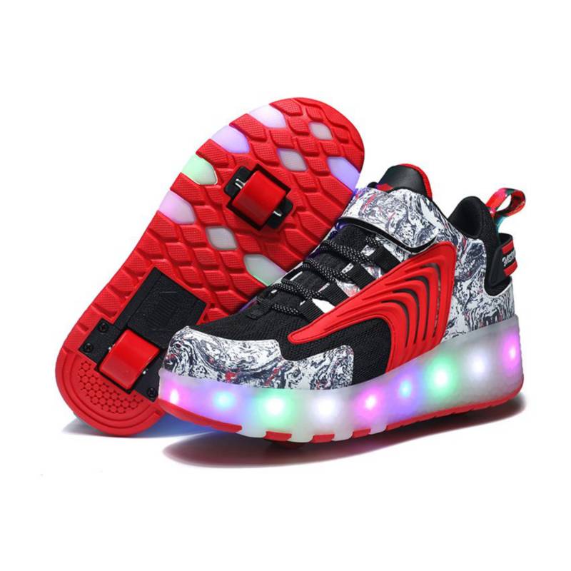 GENERICO Zapatillas con ruedas y luces LED recargables con USB niñas y niños