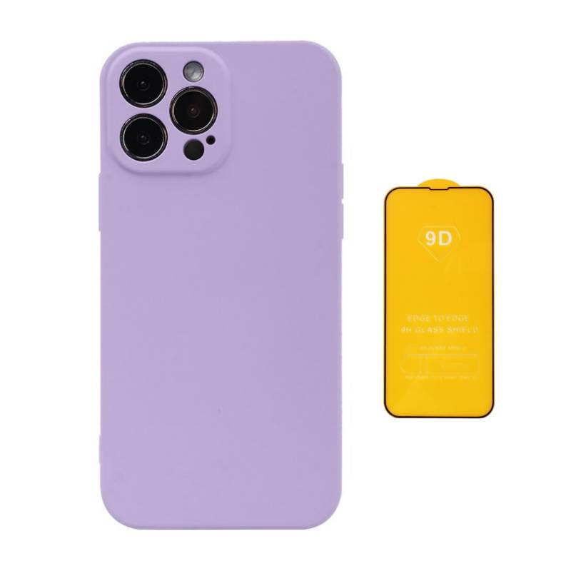 Funda iPhone 13 Pro Max silicón logo lila