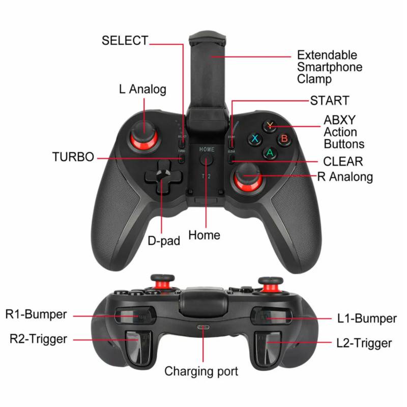 Mando Bluetooth Joystick Gamepad para Celular Android Con Sujetador  IMPORTADO