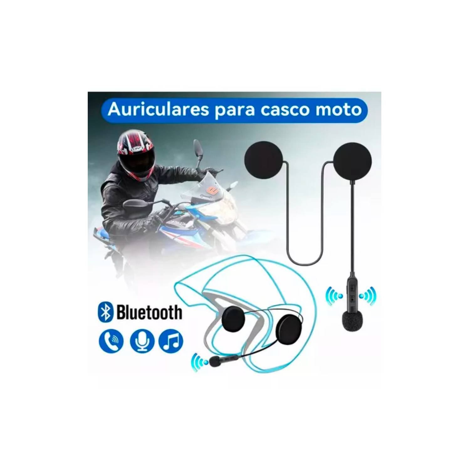 🎧📞Auricular con micrófono bluetooth para moto 