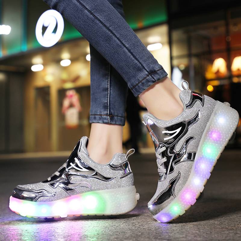 GENERICO Zapatillas con ruedas y luces LED recargables con USB niñas y niños