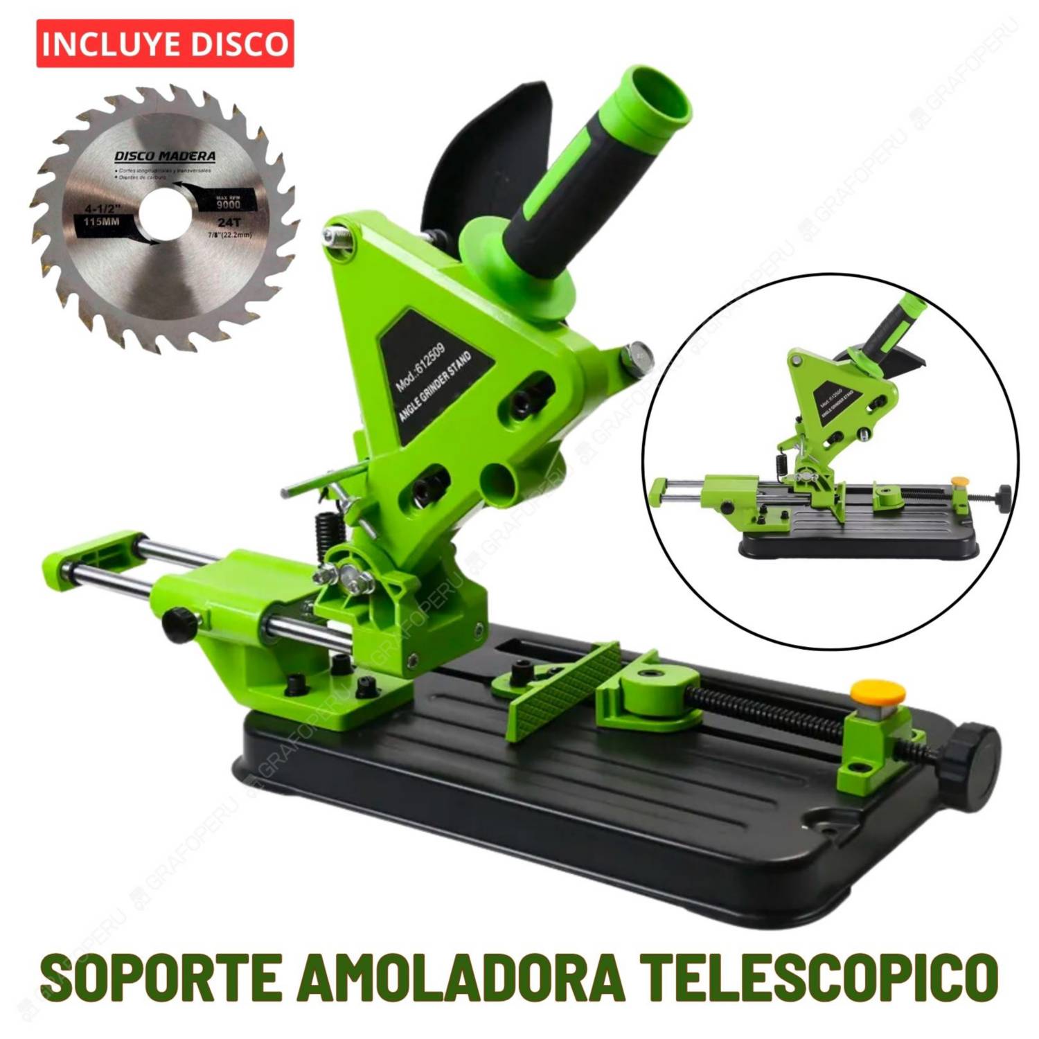 Soporte Amoladora Telescopica XTD Esmeril Incluye Disco Madera XTD