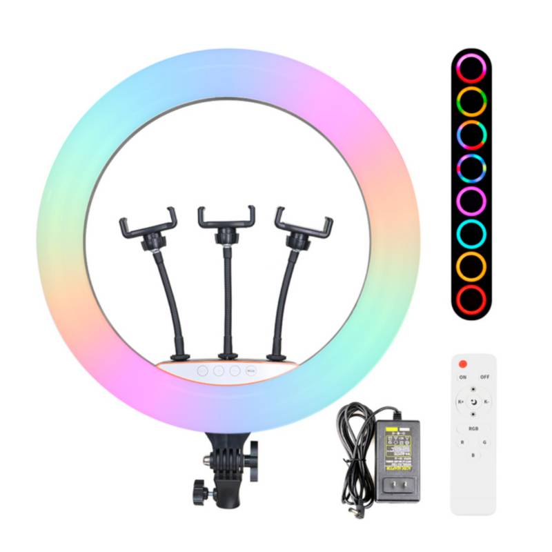 Aro De Luz Rgb Multicolor De 45 Cm Profesional Con Tripode 2.10 m IMPORTADO