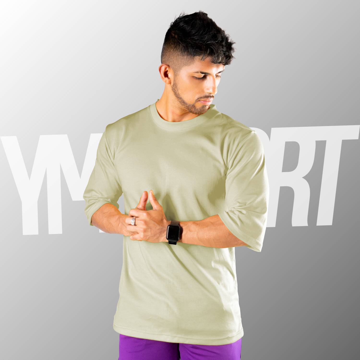 Oversize Fitness Hombre - Polo Algodón Beige - YML SPORT YML SPORT