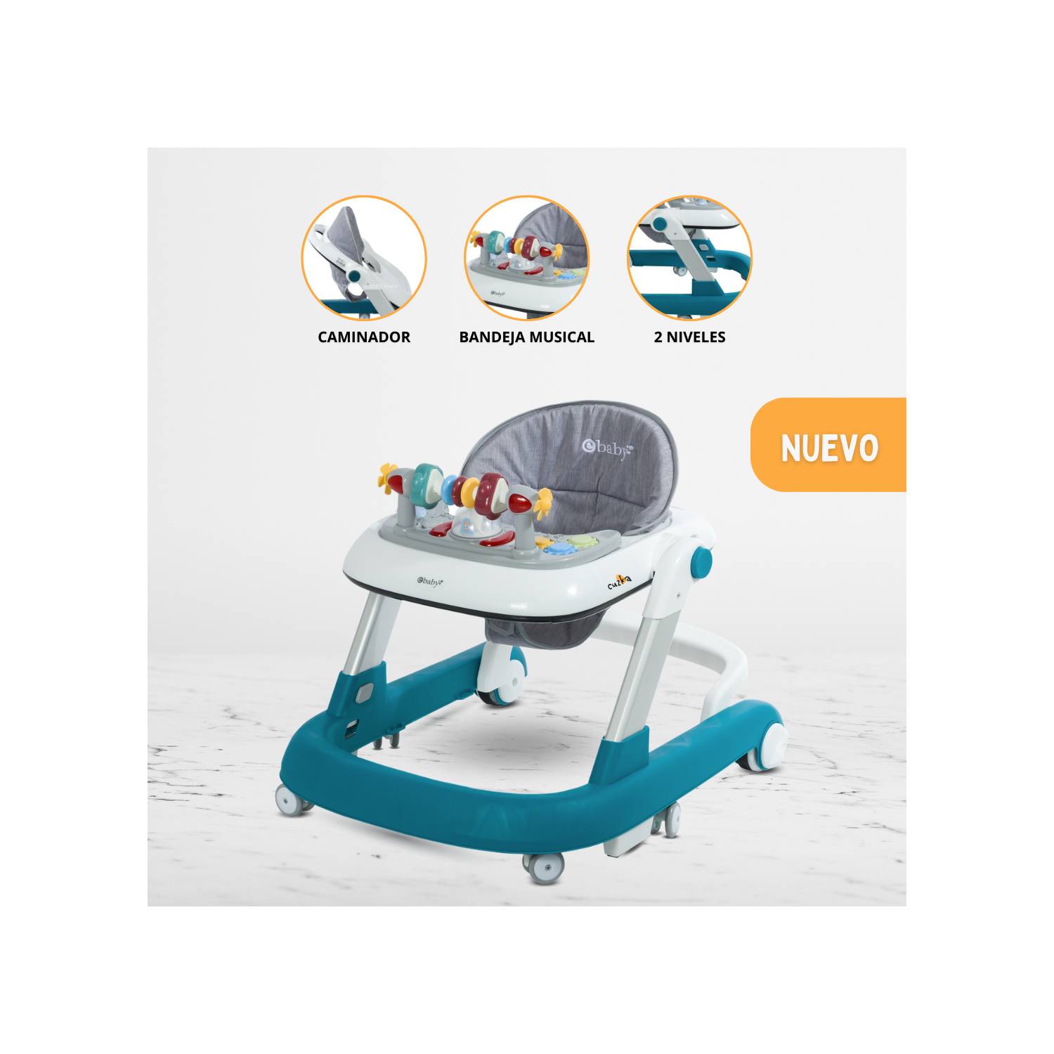 Andador Caminador Interactiva para Bebés «FUNNY» Blue – Cuzka