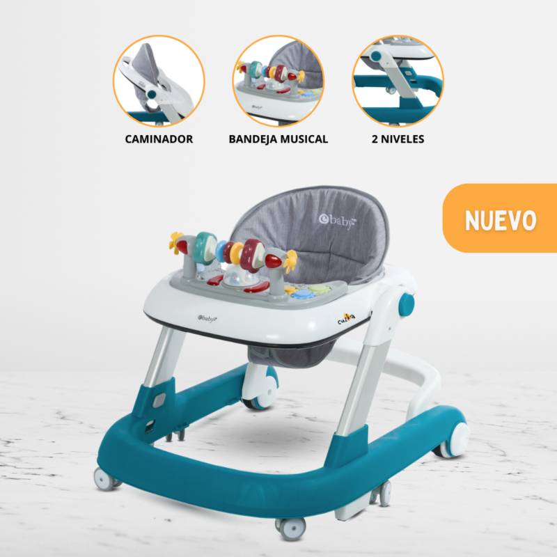 Andador para bebe 4 en 1 con asiento giratorio saltarin oran FIRST TOY
