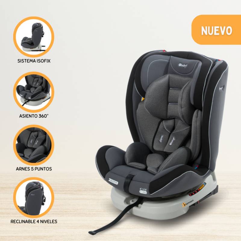 Silla de Auto Ebaby Louis 567 Sistema Isofix Gris Claro - Promart