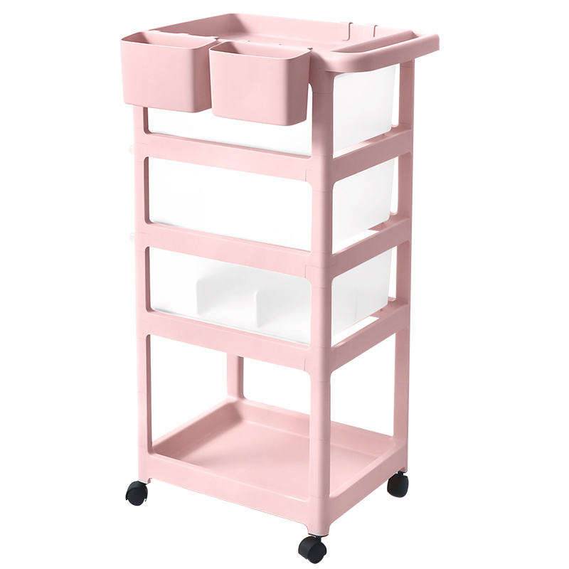 Carrito Organizador Metalico 3 Niveles Multiusos Con Ruedas Color Rosa