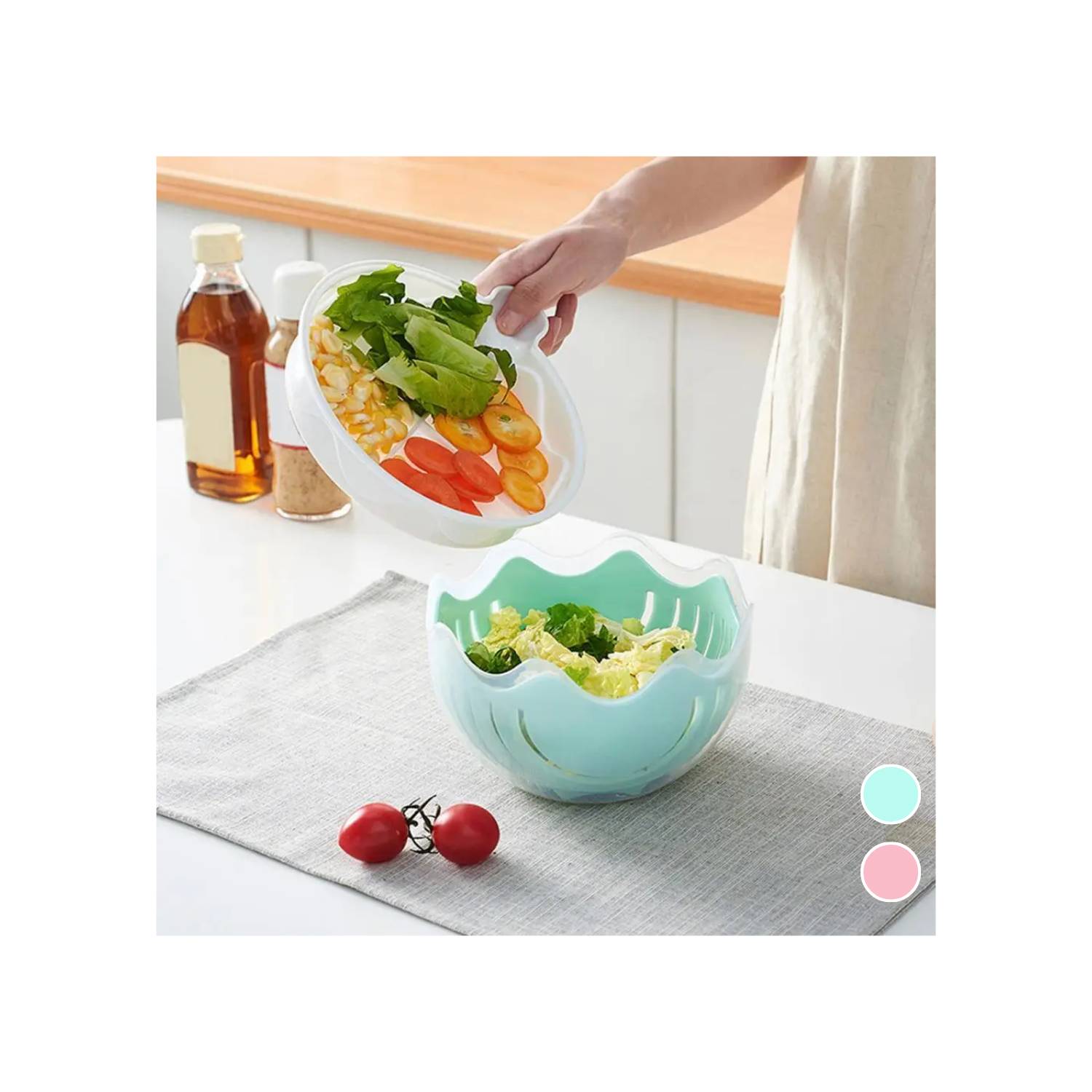 Cuenco cortador de ensalada 3 en 1, máquina de ensalada instantánea de 60  segundos, tazón para picar ensaladas y cortador de verduras, cortador de