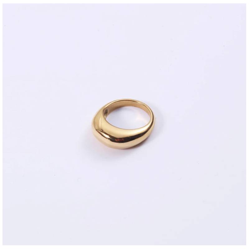 Anillo de acero inoxidable para mujer bañado en oro 14 k- Talla 7