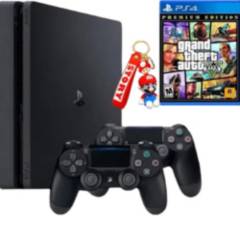 SONY - PlayStation 4 Slim 1TB Negro Con 2 Mandos 1 juego y llavero de regalo
