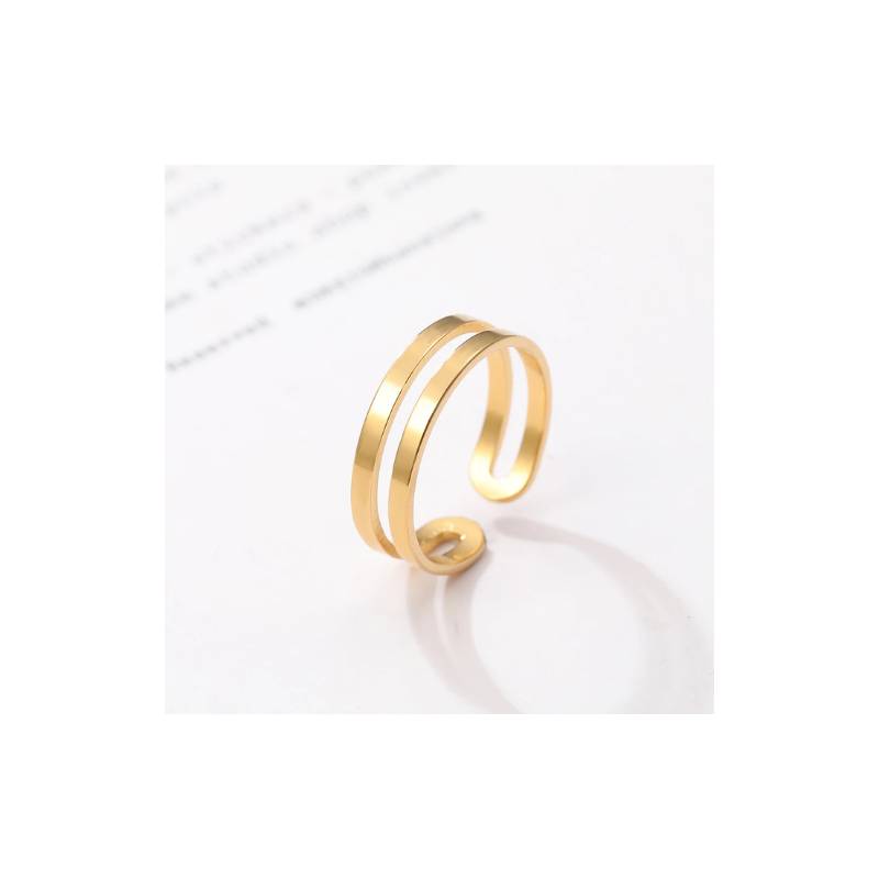 Anillo sortija ajustable para mujer de acero inoxidable doble joyeria fina.  GENERICO