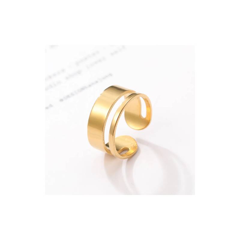 Anillo sortija ajustable para mujer de acero inoxidable doble joyeria fina.  GENERICO