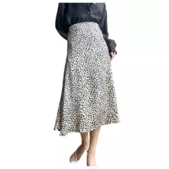 DENISASAA - Falda Falda de lunares Falda de gasa con estampado floral de leopardo