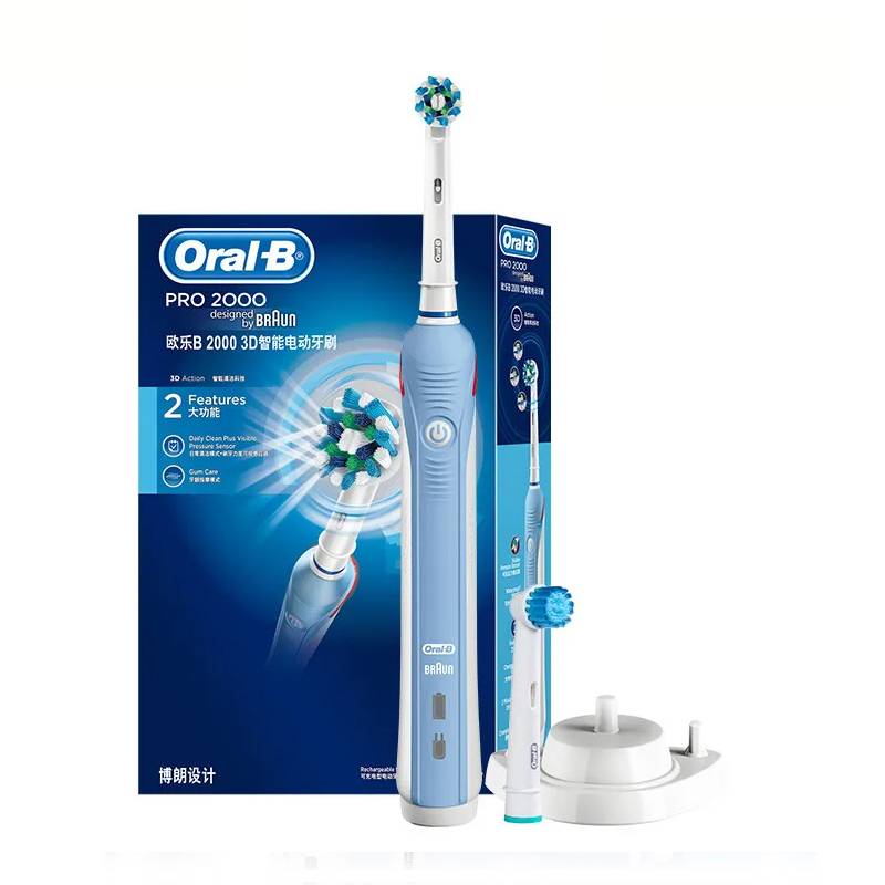 Oral-B Cepillo de dientes Clic, azul Alaska, con 2 cabezales reemplazables  y soporte magnético para cepillos de dientes