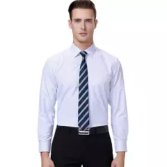 DENISASAA - Camisa casual de manga larga a rayas para hombre