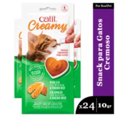 CAT IT - Snack Cremoso Gato Cat It Creamy Pollo y Cordero 24 x 10gr