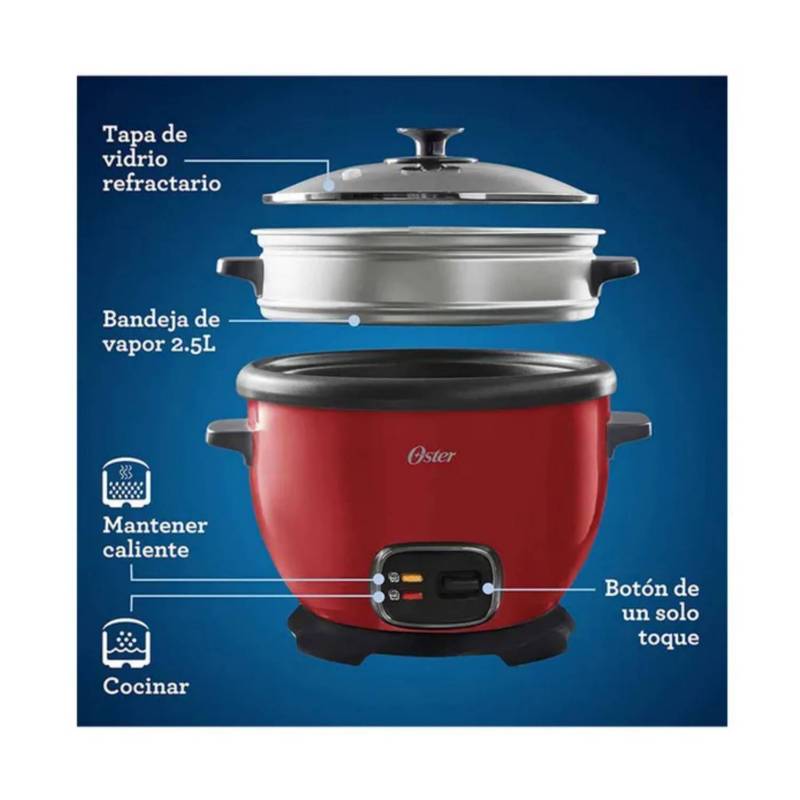 Olla Arrocera Oster Multiusos CKSTRC5730R 2.2 Litros Roja